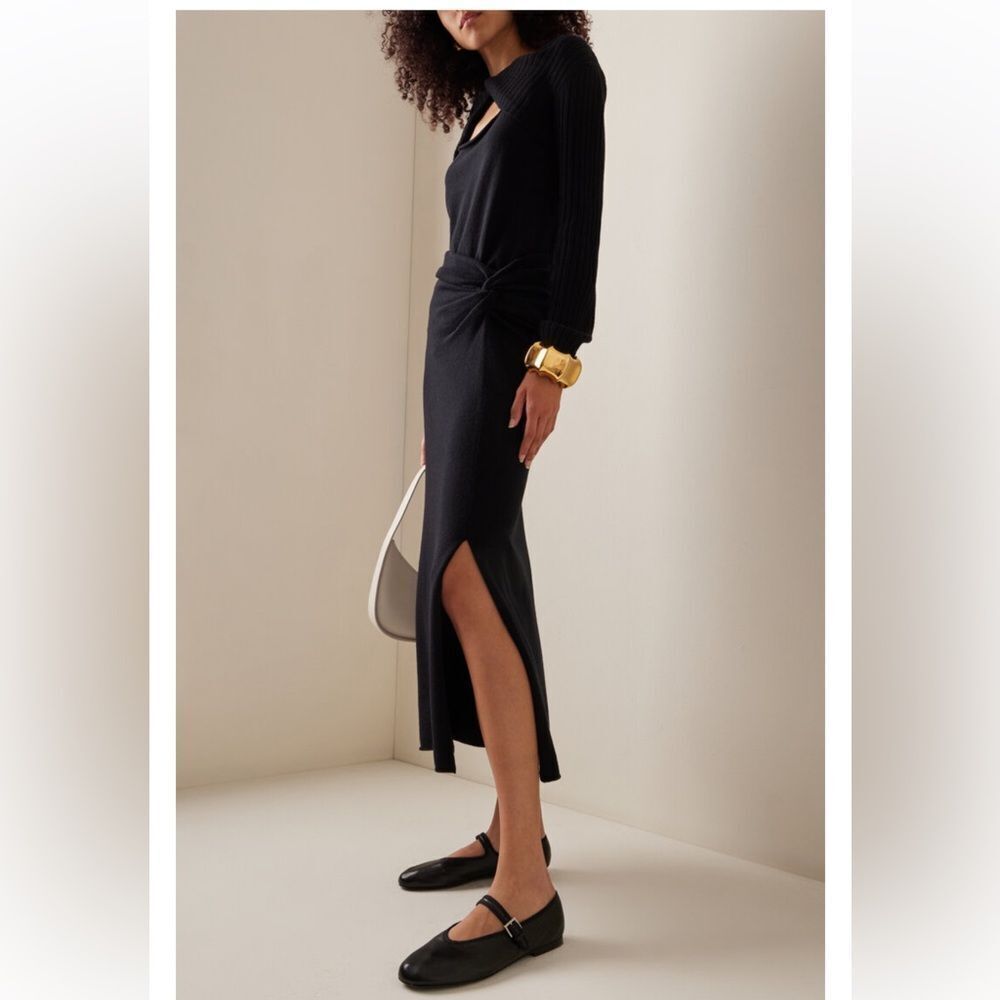 $650 Marina Moscone Twist Wool And Cashmere-Blend Midi Skirt NWT